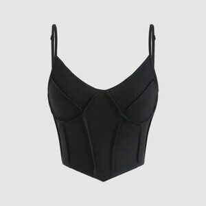 Cider Corset Tank‎ Top Adjustable Straps Structured Stitching Edgy Style Black M
